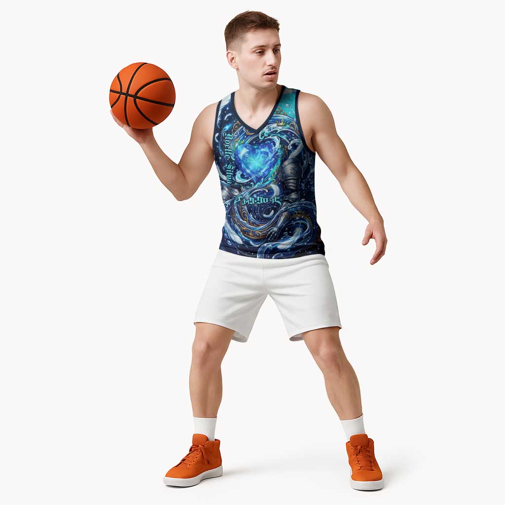 Noelle Silva Black Clover Basketball Jersey Celestial Armor Anime Style with Oceanic Magic Swirls