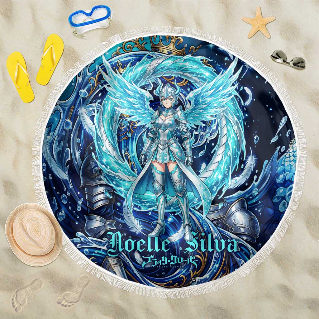 Noelle Silva Black Clover Beach Blanket Celestial Armor Anime Style with Oceanic Magic Swirls