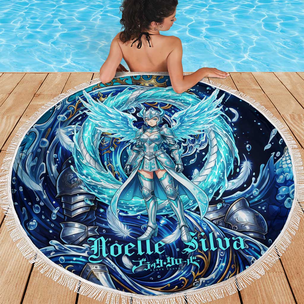 Noelle Silva Black Clover Beach Blanket Celestial Armor Anime Style with Oceanic Magic Swirls