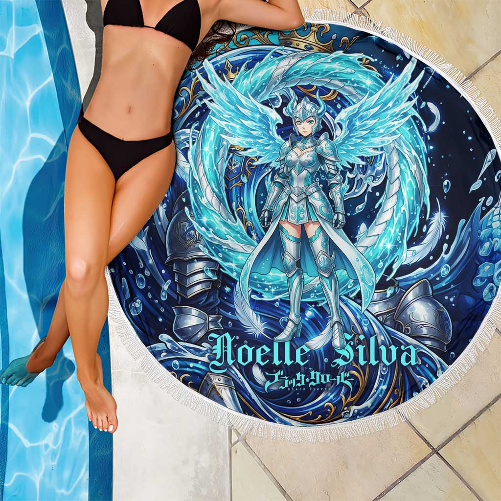 Noelle Silva Black Clover Beach Blanket Celestial Armor Anime Style with Oceanic Magic Swirls