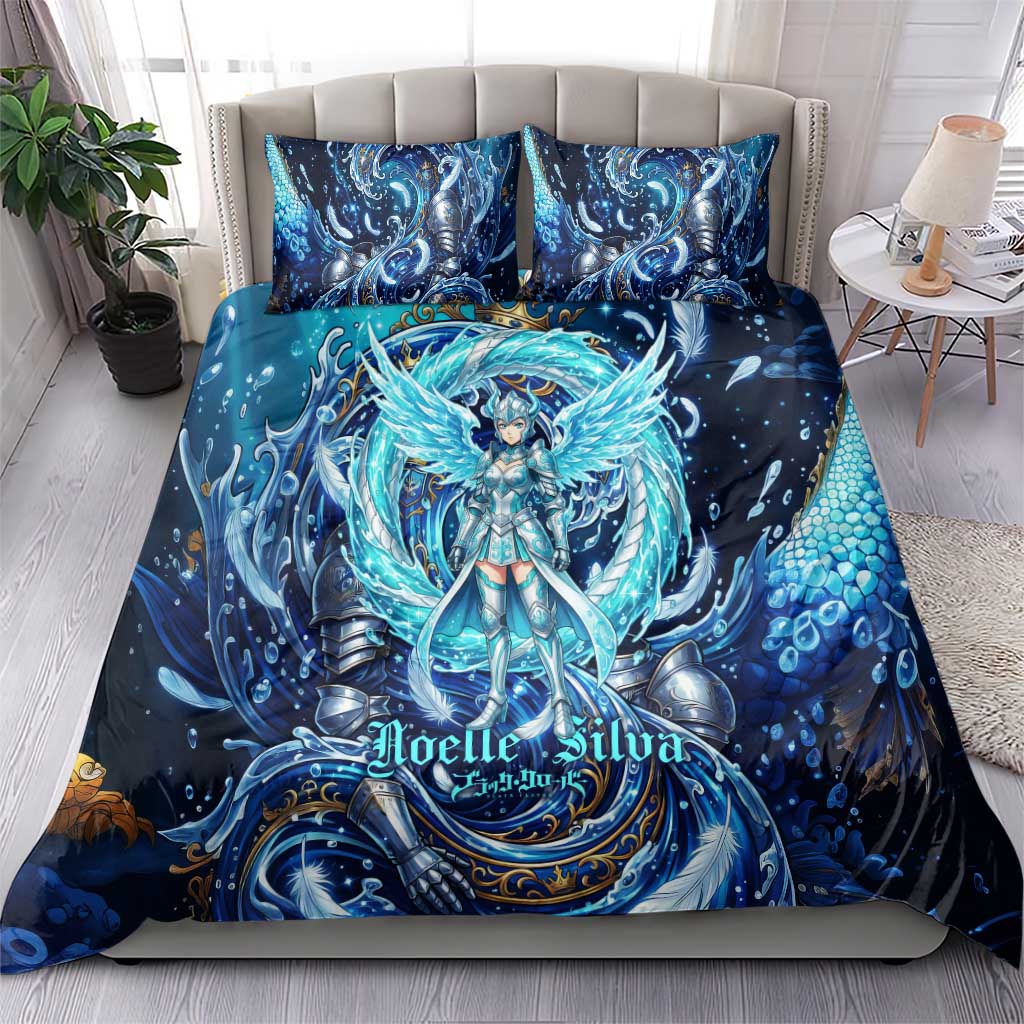 Noelle Silva Black Clover Bedding Set Celestial Armor Anime Style with Oceanic Magic Swirls