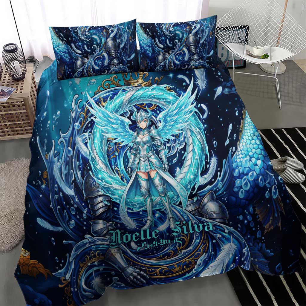 Noelle Silva Black Clover Bedding Set Celestial Armor Anime Style with Oceanic Magic Swirls