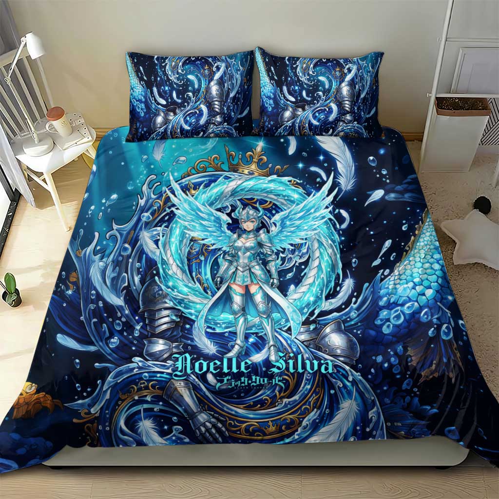 Noelle Silva Black Clover Bedding Set Celestial Armor Anime Style with Oceanic Magic Swirls