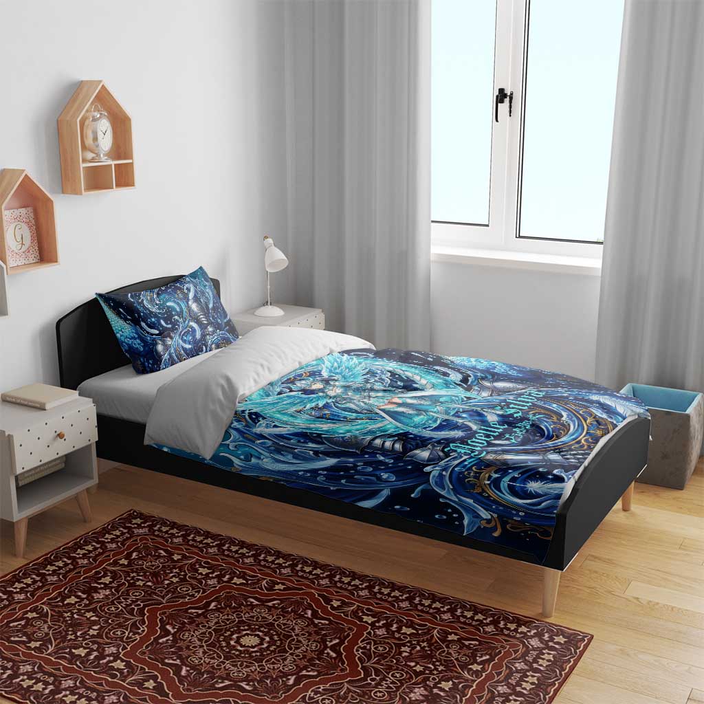 Noelle Silva Black Clover Bedding Set Celestial Armor Anime Style with Oceanic Magic Swirls