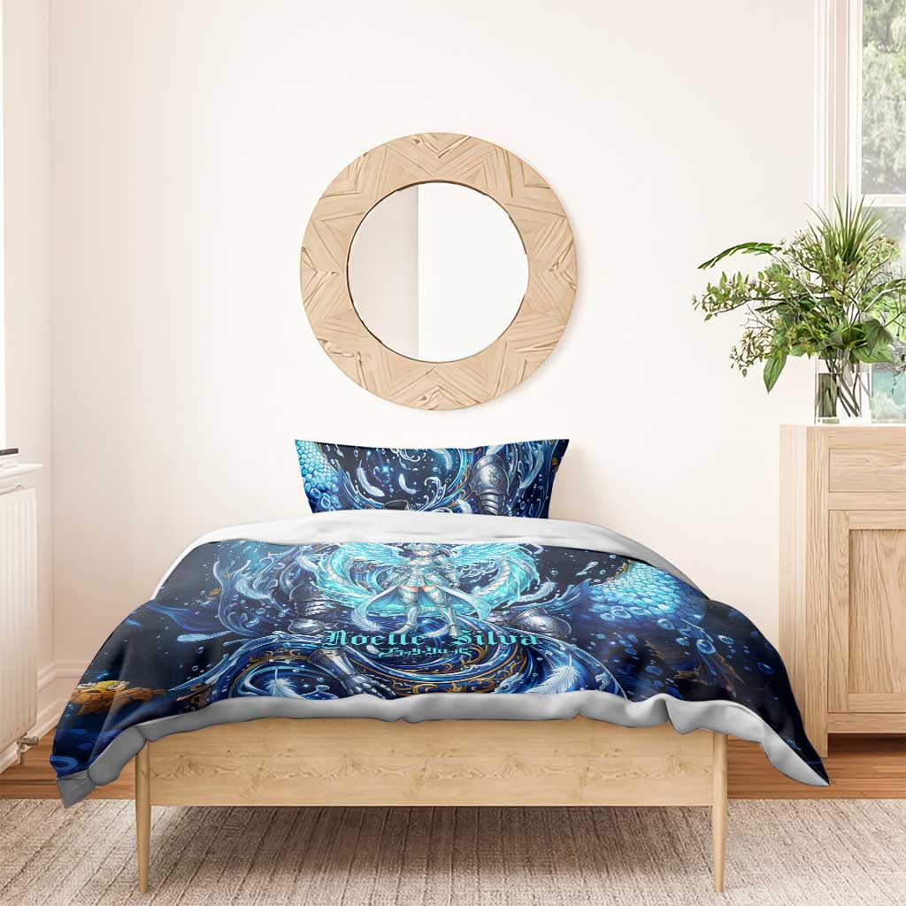 Noelle Silva Black Clover Bedding Set Celestial Armor Anime Style with Oceanic Magic Swirls