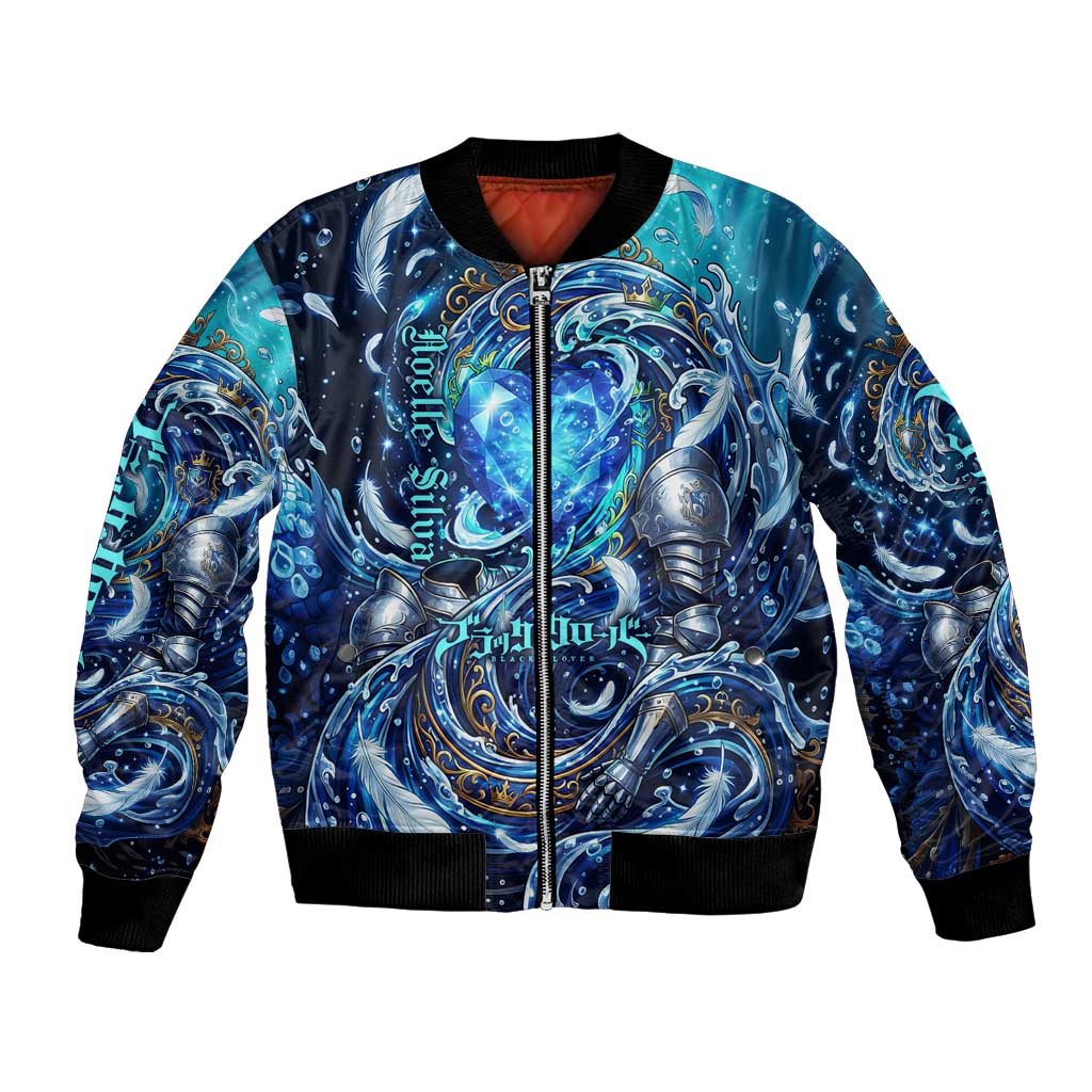 Noelle Silva Black Clover Bomber Jacket Celestial Armor Anime Style with Oceanic Magic Swirls