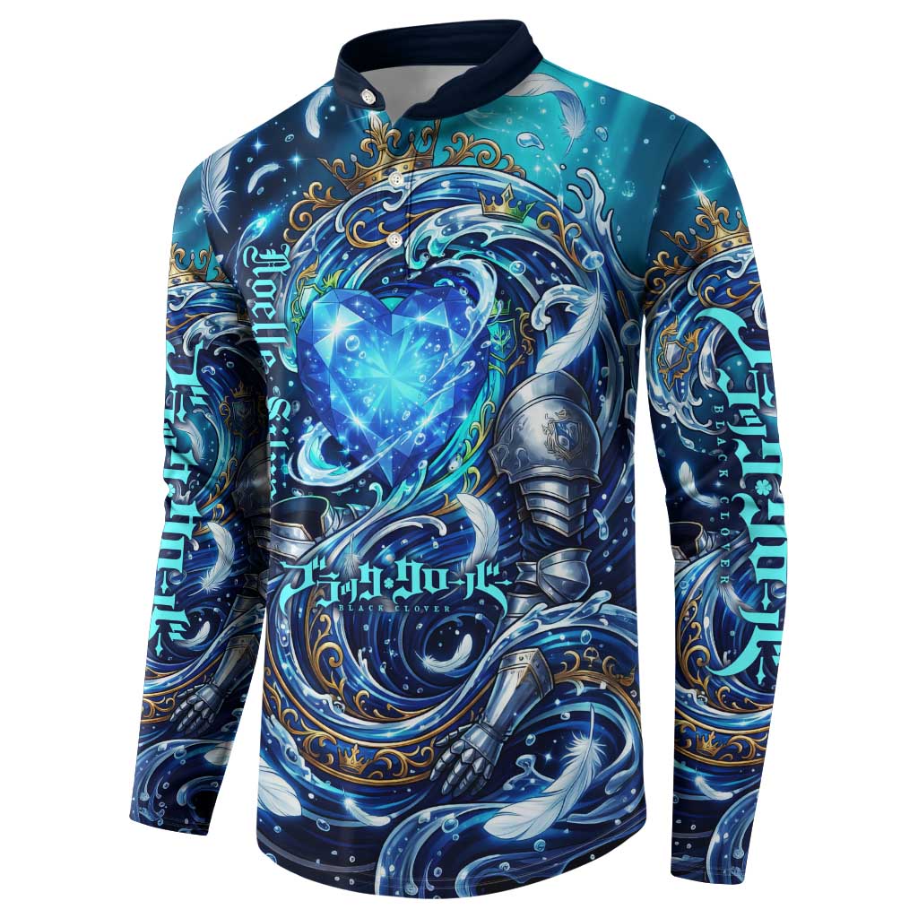 Noelle Silva Black Clover Button Sweatshirt Celestial Armor Anime Style with Oceanic Magic Swirls