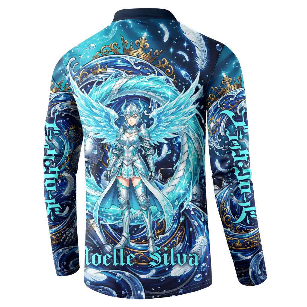 Noelle Silva Black Clover Button Sweatshirt Celestial Armor Anime Style with Oceanic Magic Swirls