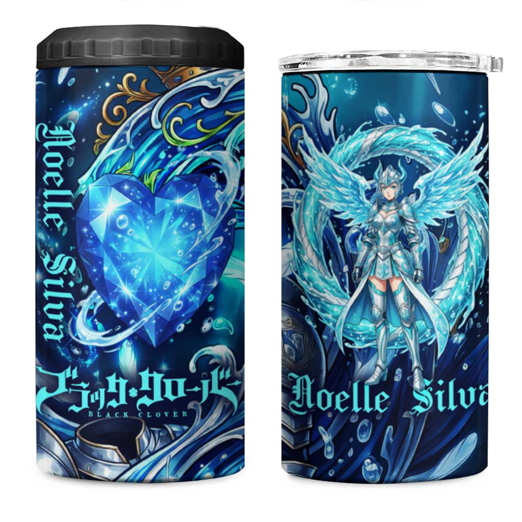 Noelle Silva Black Clover 4 in 1 Can Cooler Tumbler Celestial Armor Anime Style with Oceanic Magic Swirls