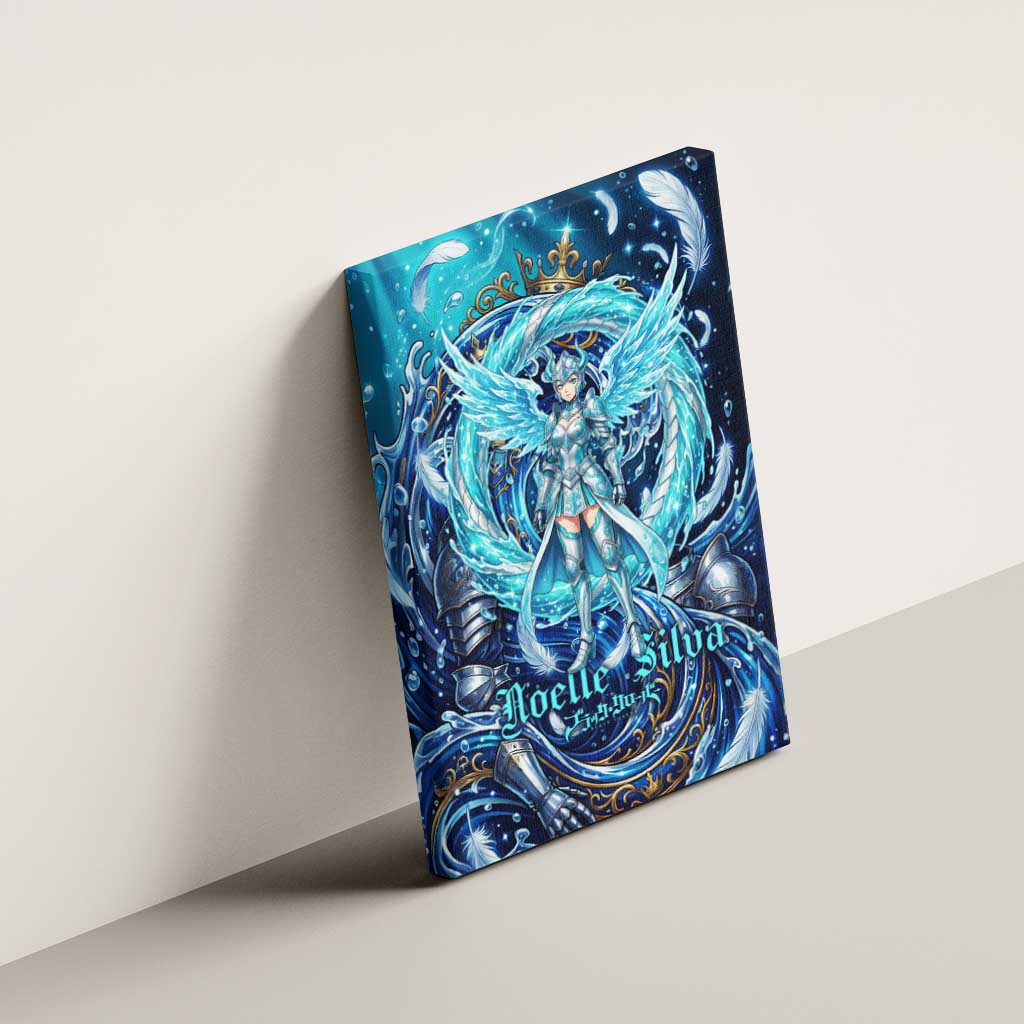 Noelle Silva Black Clover Canvas Wall Art Celestial Armor Anime Style with Oceanic Magic Swirls