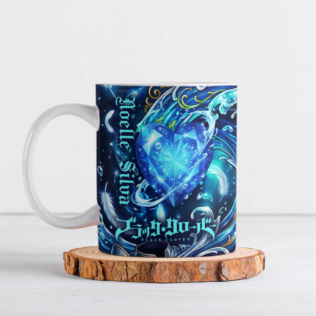 Noelle Silva Black Clover Ceramic Mug Celestial Armor Anime Style with Oceanic Magic Swirls