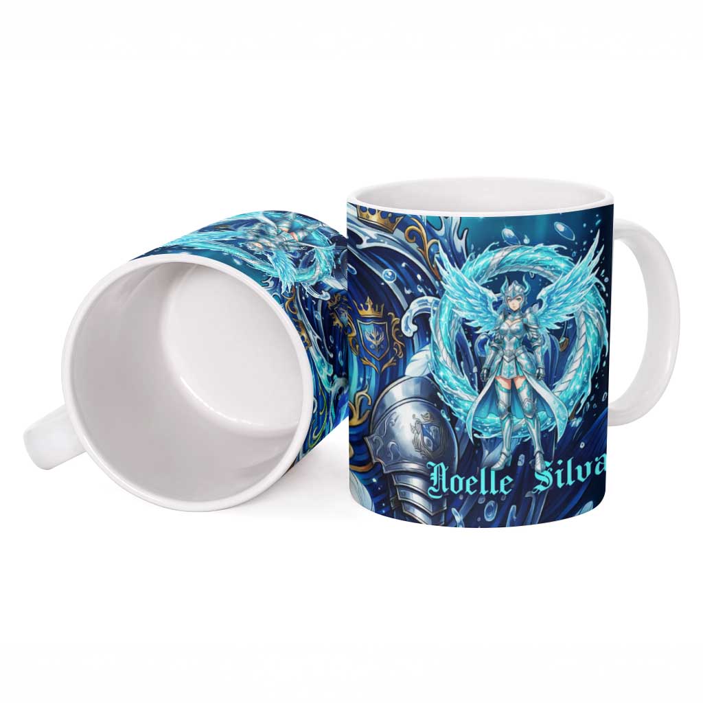 Noelle Silva Black Clover Ceramic Mug Celestial Armor Anime Style with Oceanic Magic Swirls