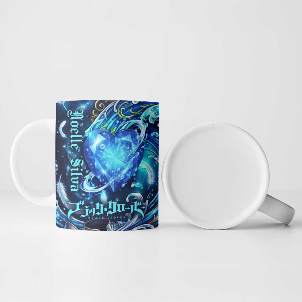 Noelle Silva Black Clover Ceramic Mug Celestial Armor Anime Style with Oceanic Magic Swirls