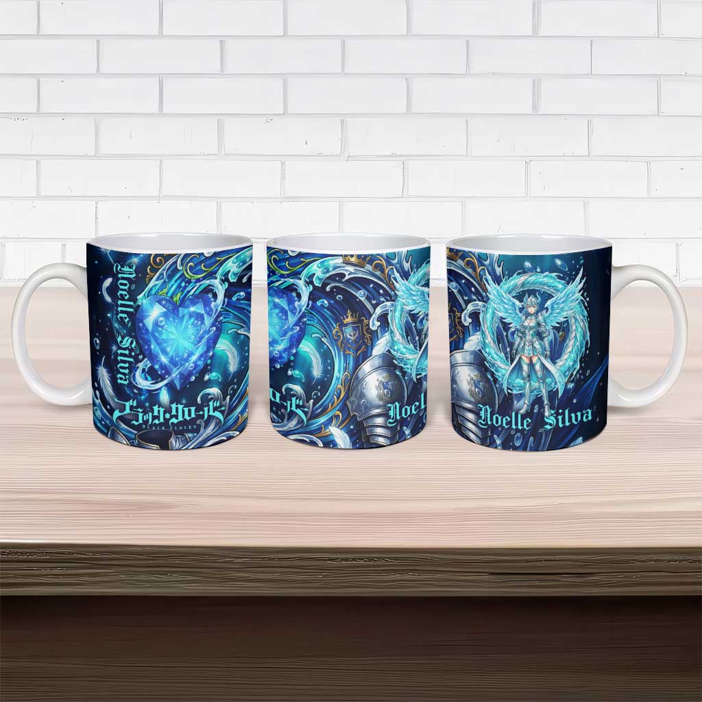 Noelle Silva Black Clover Ceramic Mug Celestial Armor Anime Style with Oceanic Magic Swirls