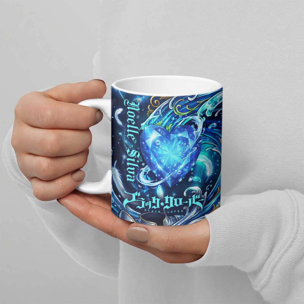 Noelle Silva Black Clover Ceramic Mug Celestial Armor Anime Style with Oceanic Magic Swirls