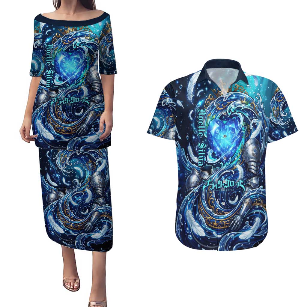 Noelle Silva Black Clover Couples Matching Puletasi and Hawaiian Shirt Celestial Armor Anime Style with Oceanic Magic Swirls