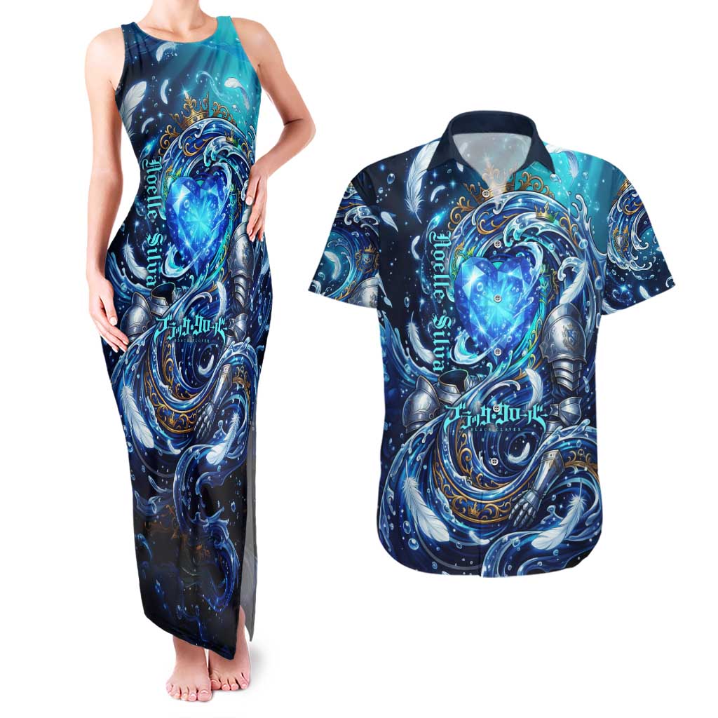 Noelle Silva Black Clover Couples Matching Tank Maxi Dress and Hawaiian Shirt Celestial Armor Anime Style with Oceanic Magic Swirls