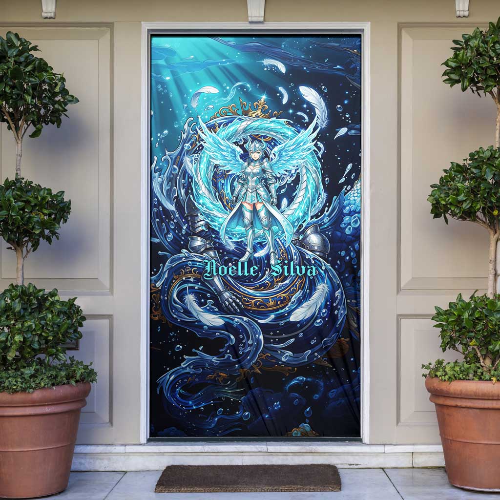 Noelle Silva Black Clover Door Cover Celestial Armor Anime Style with Oceanic Magic Swirls