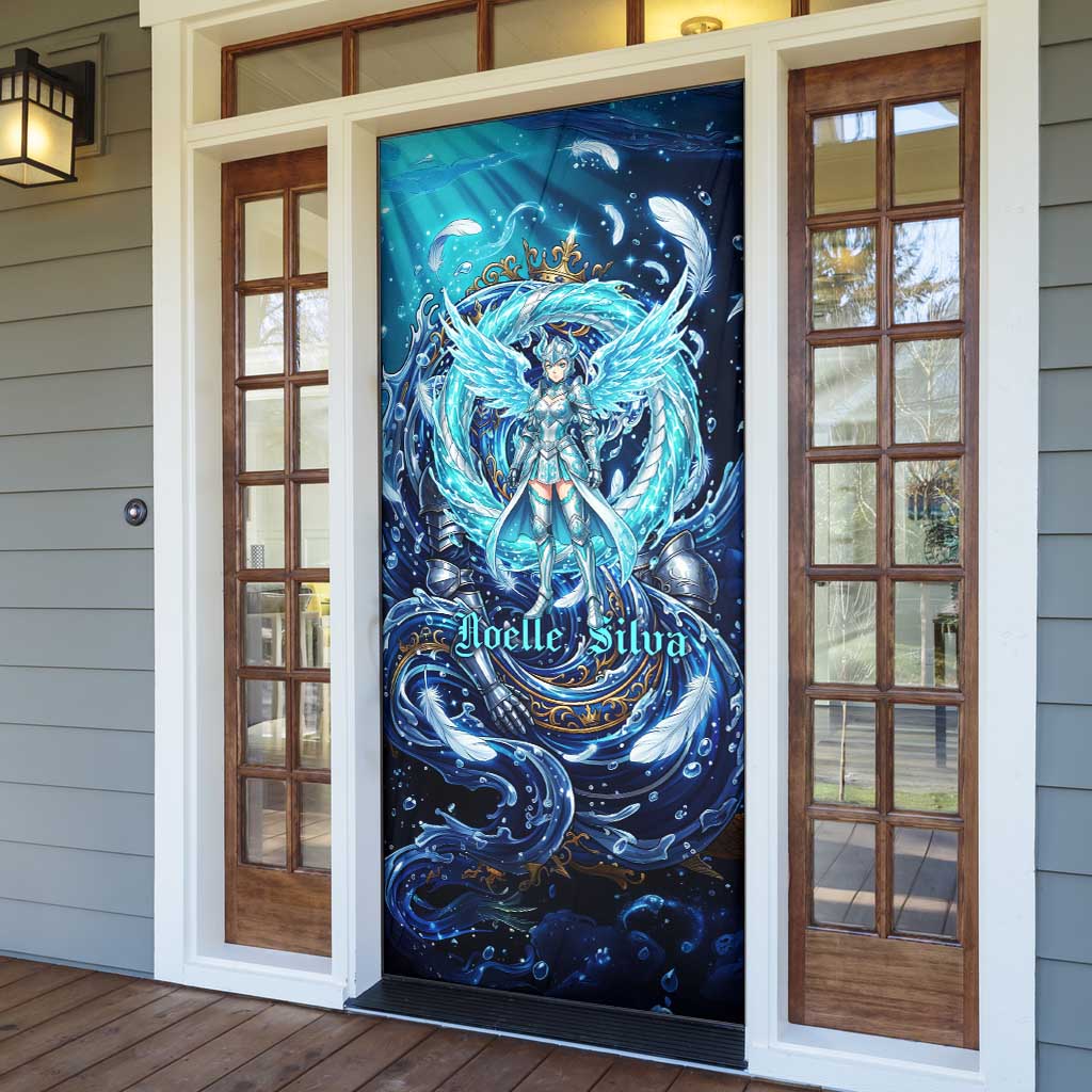 Noelle Silva Black Clover Door Cover Celestial Armor Anime Style with Oceanic Magic Swirls