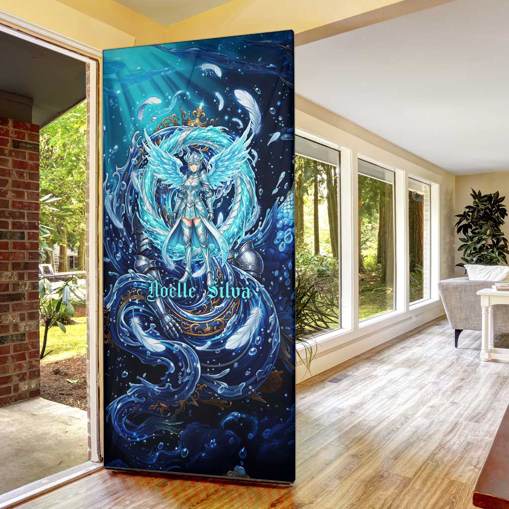 Noelle Silva Black Clover Door Cover Celestial Armor Anime Style with Oceanic Magic Swirls