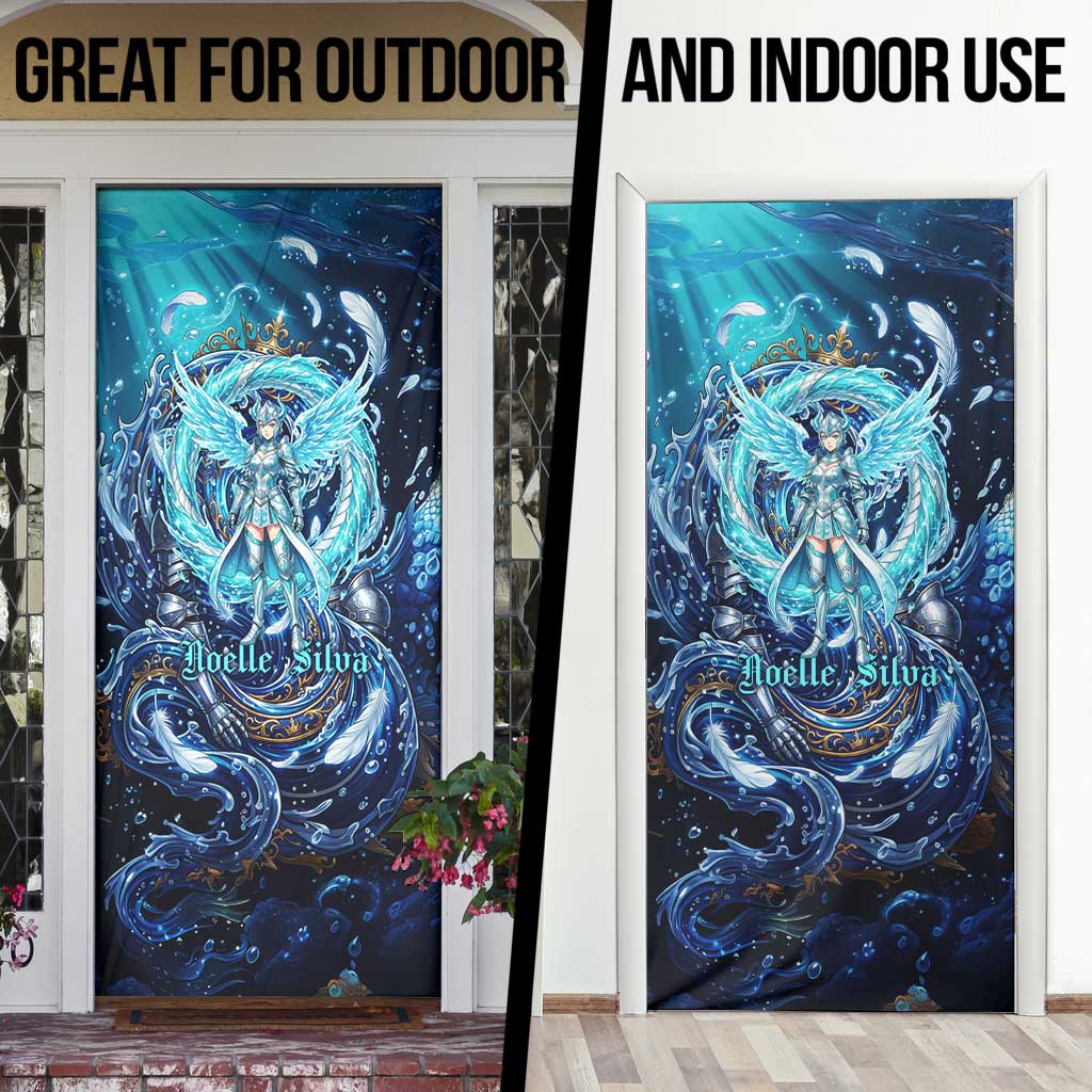 Noelle Silva Black Clover Door Cover Celestial Armor Anime Style with Oceanic Magic Swirls