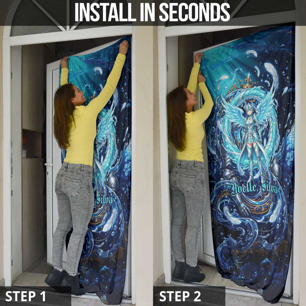 Noelle Silva Black Clover Door Cover Celestial Armor Anime Style with Oceanic Magic Swirls