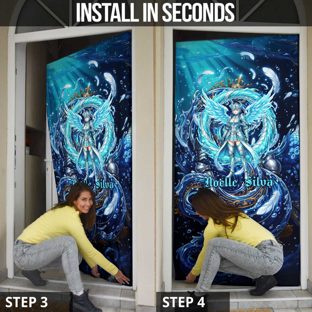 Noelle Silva Black Clover Door Cover Celestial Armor Anime Style with Oceanic Magic Swirls