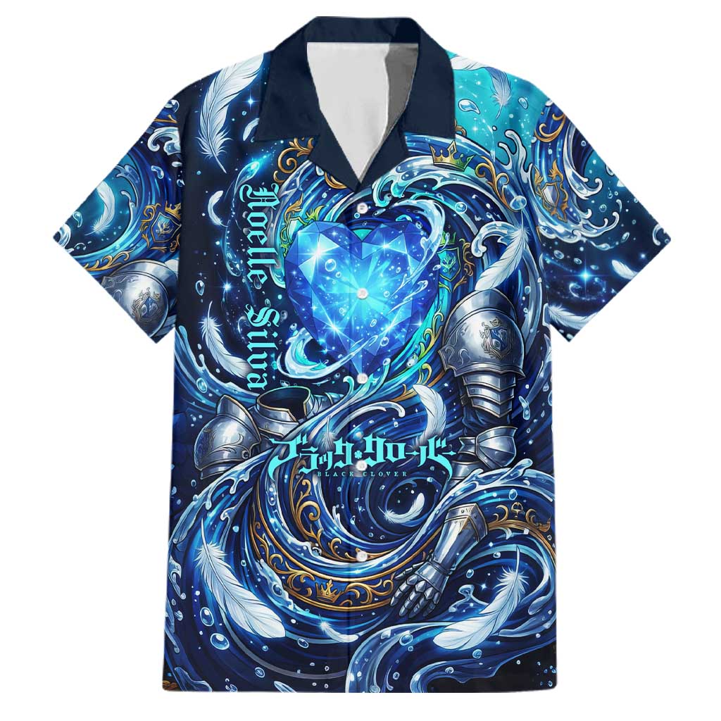 Noelle Silva Black Clover Family Matching Off Shoulder Short Dress and Hawaiian Shirt Celestial Armor Anime Style with Oceanic Magic Swirls
