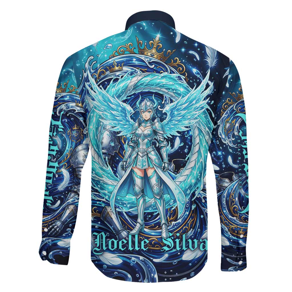 Noelle Silva Black Clover Family Matching Off Shoulder Short Dress and Hawaiian Shirt Celestial Armor Anime Style with Oceanic Magic Swirls