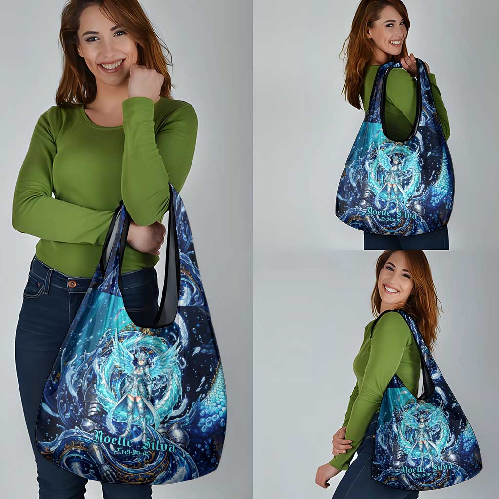 Noelle Silva Black Clover Grocery Bag Celestial Armor Anime Style with Oceanic Magic Swirls