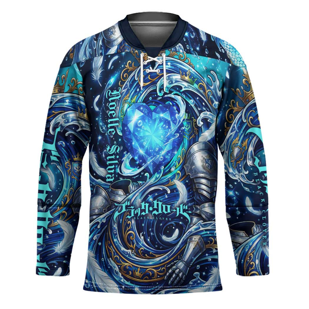 Noelle Silva Black Clover Hockey Jersey Celestial Armor Anime Style with Oceanic Magic Swirls