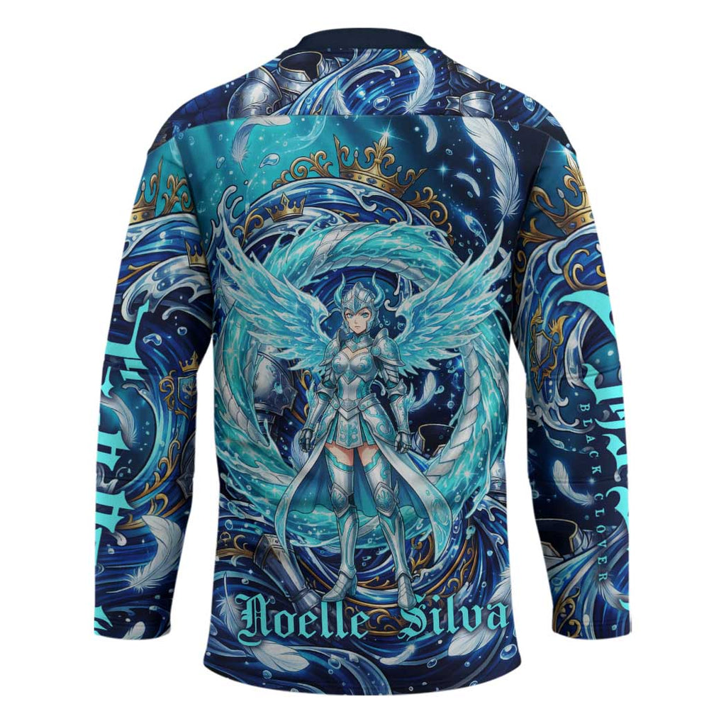 Noelle Silva Black Clover Hockey Jersey Celestial Armor Anime Style with Oceanic Magic Swirls