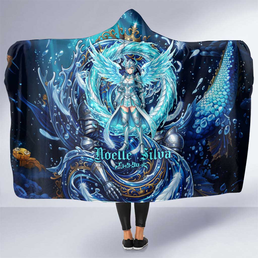 Noelle Silva Black Clover Hooded Blanket Celestial Armor Anime Style with Oceanic Magic Swirls