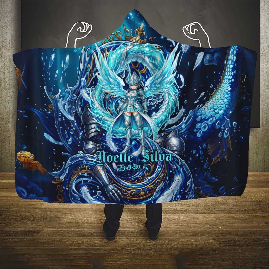 Noelle Silva Black Clover Hooded Blanket Celestial Armor Anime Style with Oceanic Magic Swirls