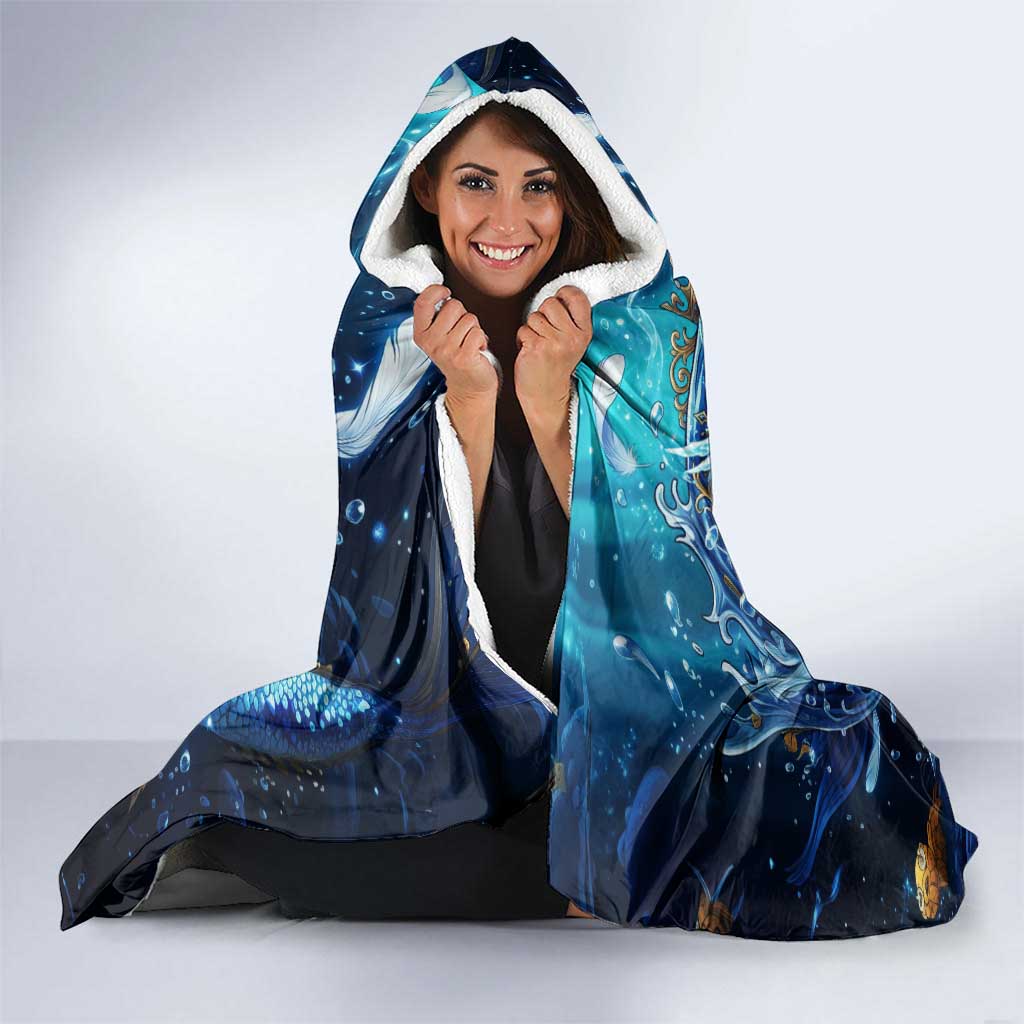 Noelle Silva Black Clover Hooded Blanket Celestial Armor Anime Style with Oceanic Magic Swirls