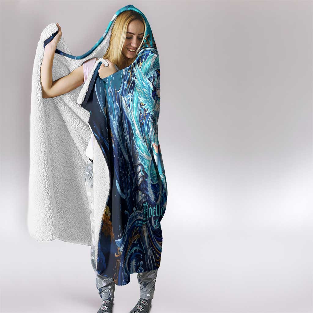 Noelle Silva Black Clover Hooded Blanket Celestial Armor Anime Style with Oceanic Magic Swirls