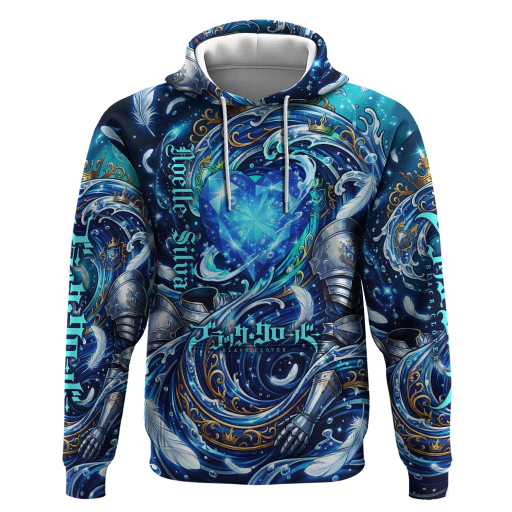 Noelle Silva Black Clover Hoodie Celestial Armor Anime Style with Oceanic Magic Swirls