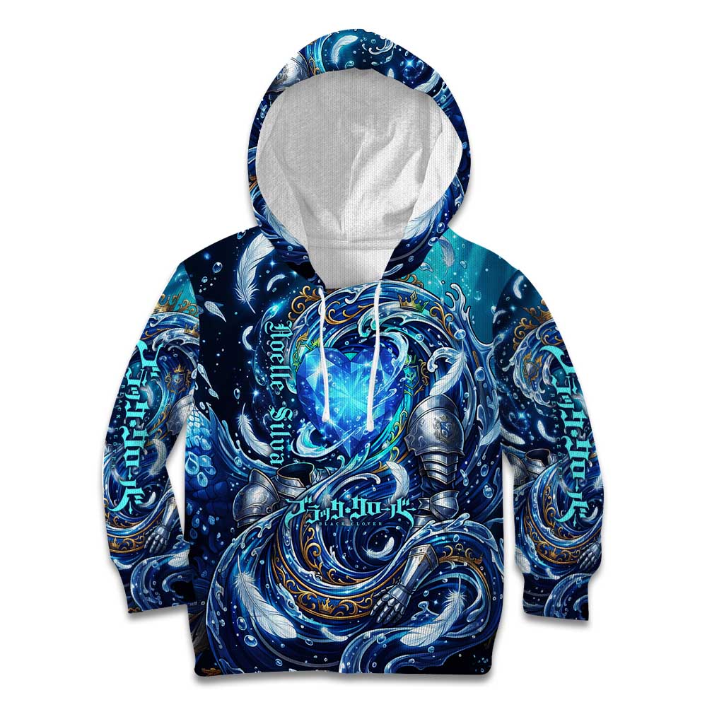 Noelle Silva Black Clover Kid Hoodie Celestial Armor Anime Style with Oceanic Magic Swirls