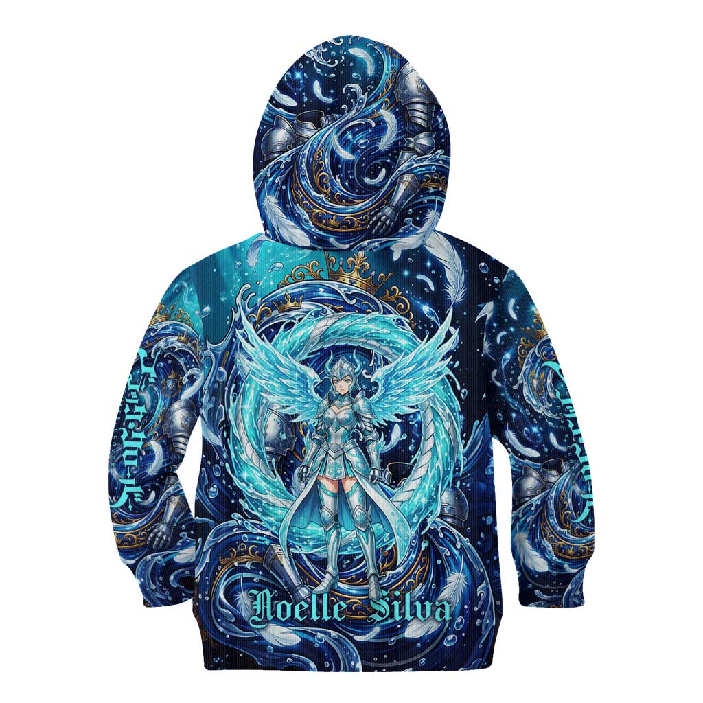 Noelle Silva Black Clover Kid Hoodie Celestial Armor Anime Style with Oceanic Magic Swirls