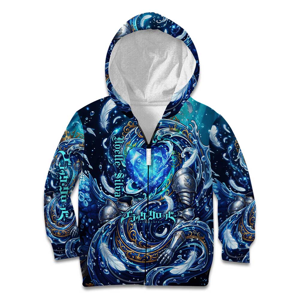 Noelle Silva Black Clover Kid Hoodie Celestial Armor Anime Style with Oceanic Magic Swirls