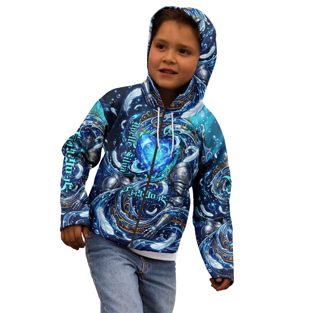 Noelle Silva Black Clover Kid Hoodie Celestial Armor Anime Style with Oceanic Magic Swirls