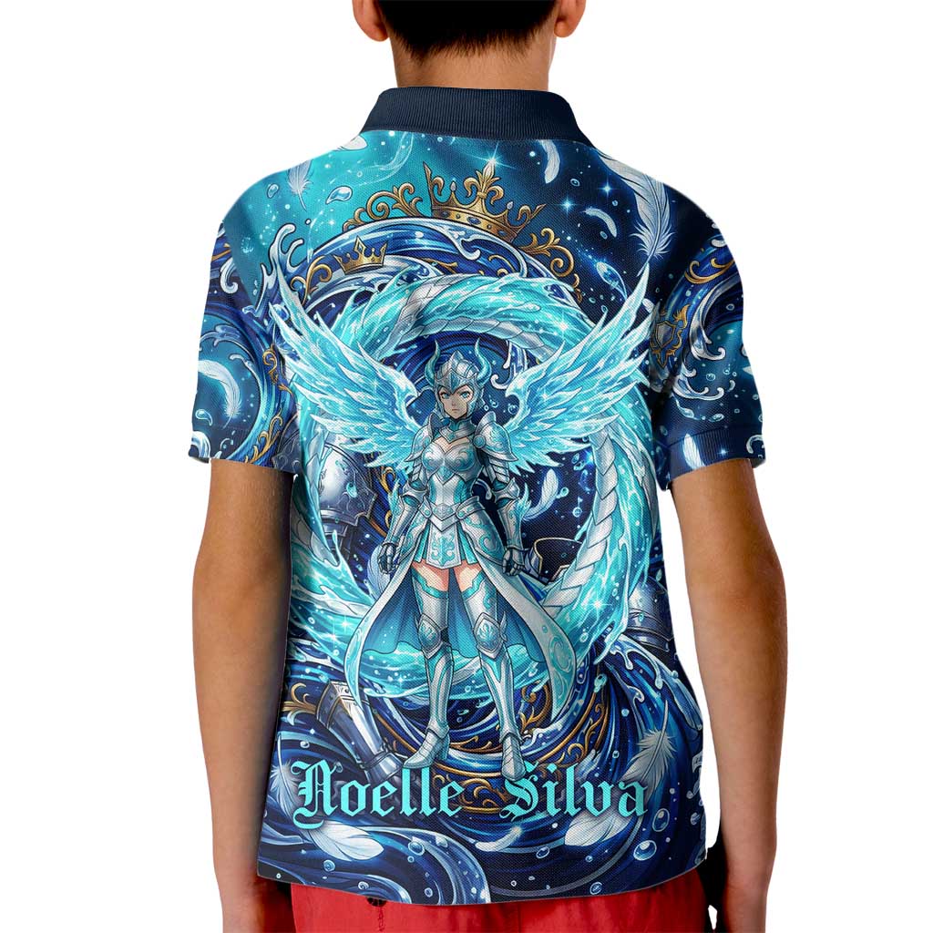 Noelle Silva Black Clover Kid Polo Shirt Celestial Armor Anime Style with Oceanic Magic Swirls