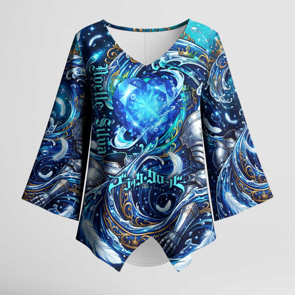Noelle Silva Black Clover Kimono Sleeve Blouse Celestial Armor Anime Style with Oceanic Magic Swirls