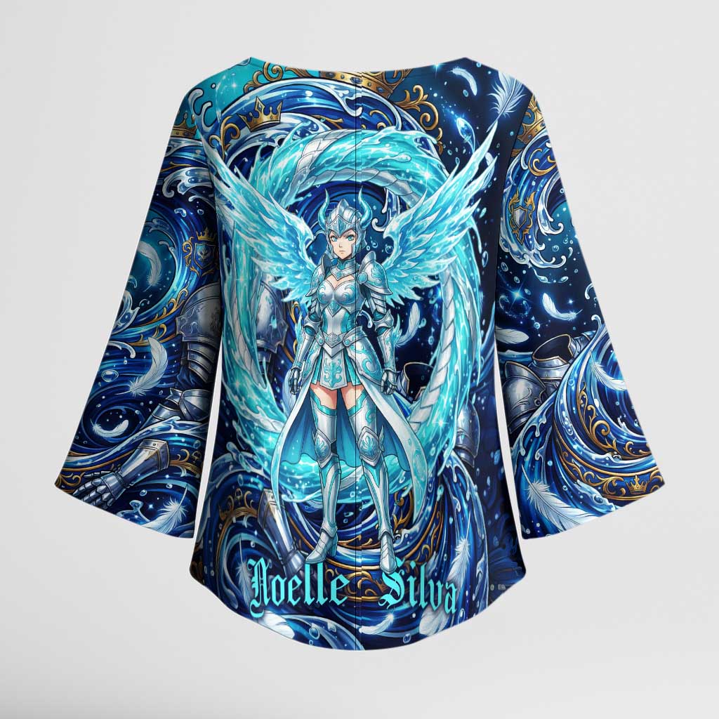Noelle Silva Black Clover Kimono Sleeve Blouse Celestial Armor Anime Style with Oceanic Magic Swirls