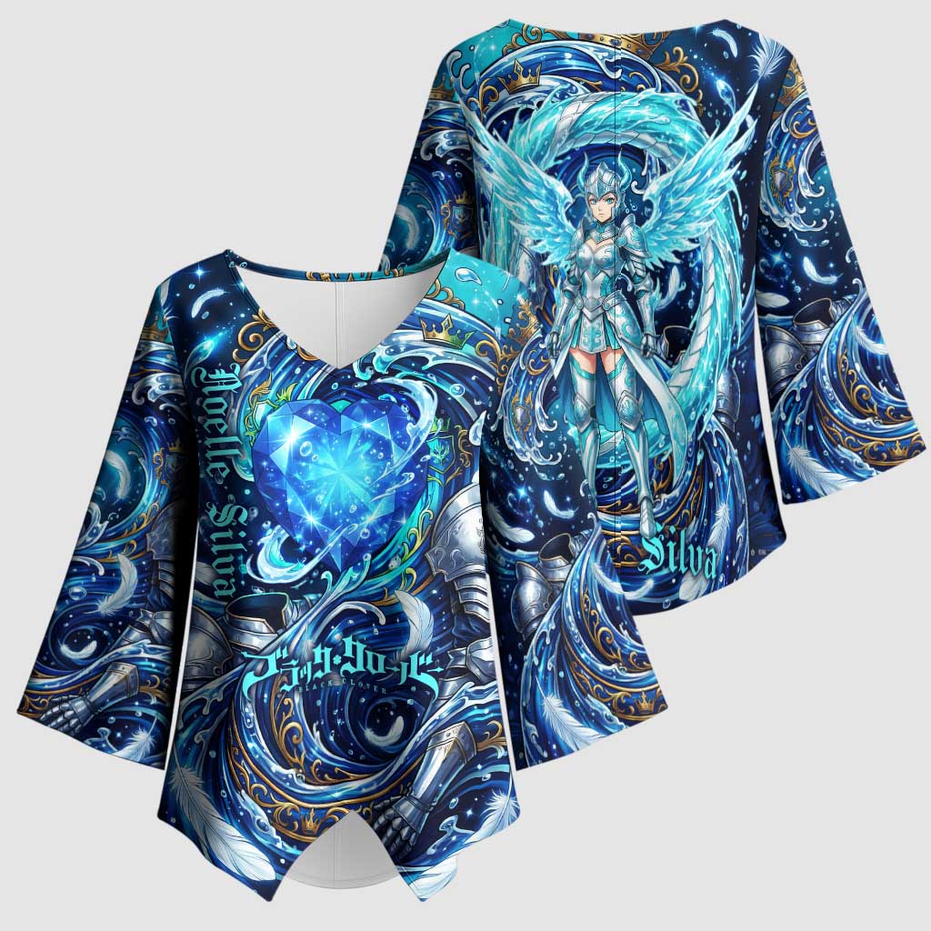 Noelle Silva Black Clover Kimono Sleeve Blouse Celestial Armor Anime Style with Oceanic Magic Swirls