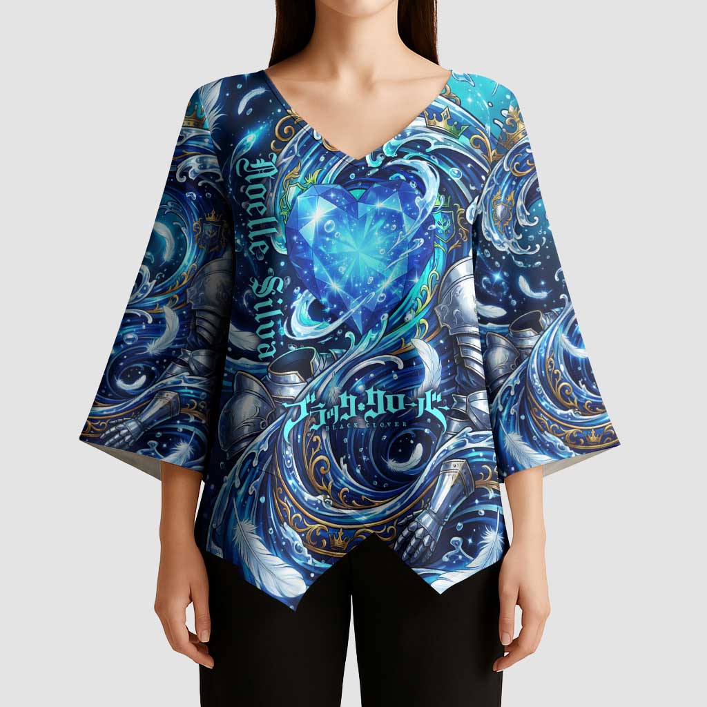 Noelle Silva Black Clover Kimono Sleeve Blouse Celestial Armor Anime Style with Oceanic Magic Swirls