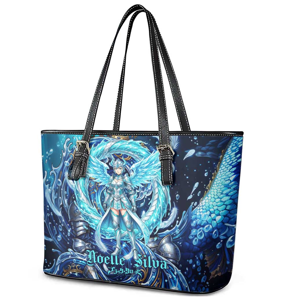 Noelle Silva Black Clover Leather Tote Bag Celestial Armor Anime Style with Oceanic Magic Swirls