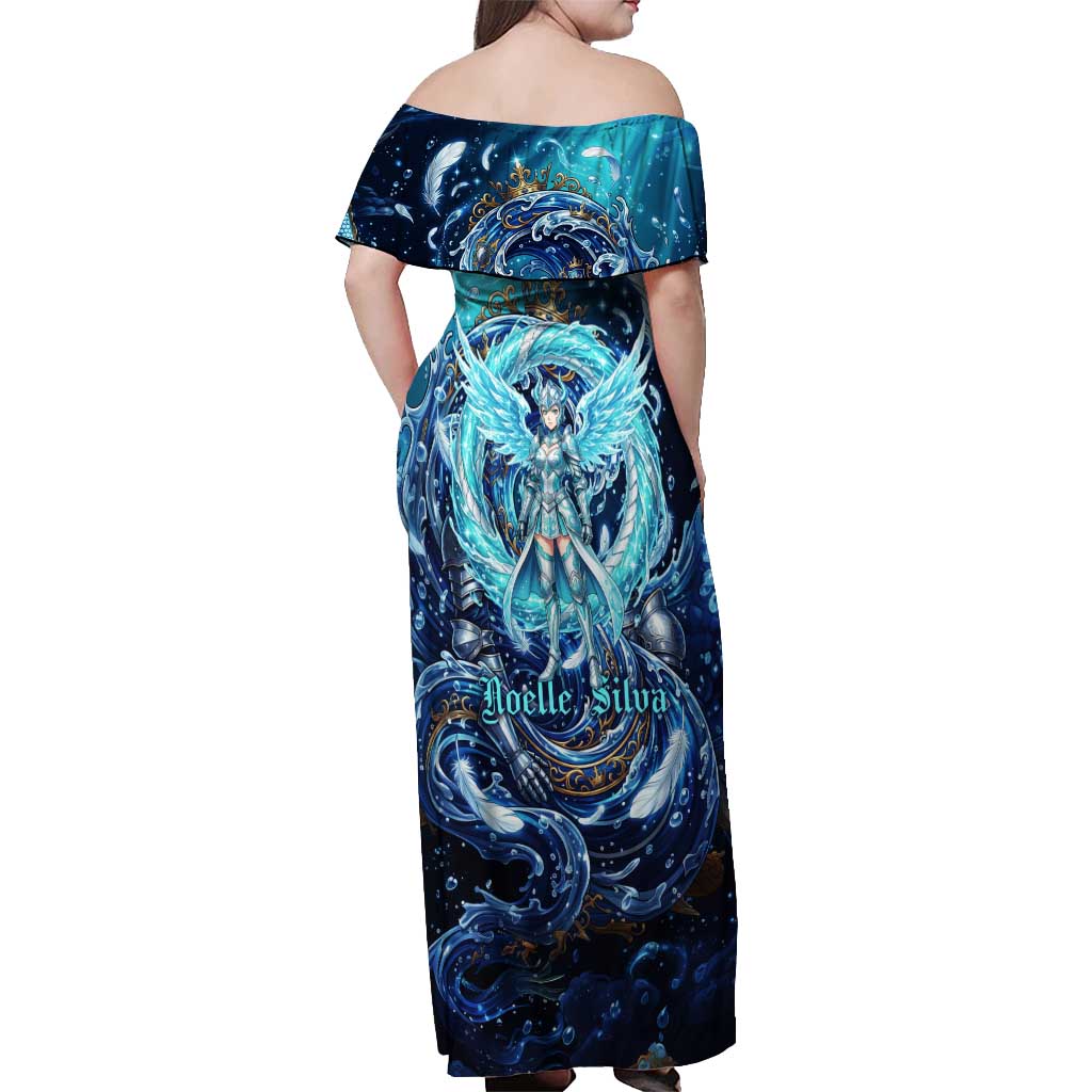 Noelle Silva Black Clover Off Shoulder Maxi Dress Celestial Armor Anime Style with Oceanic Magic Swirls