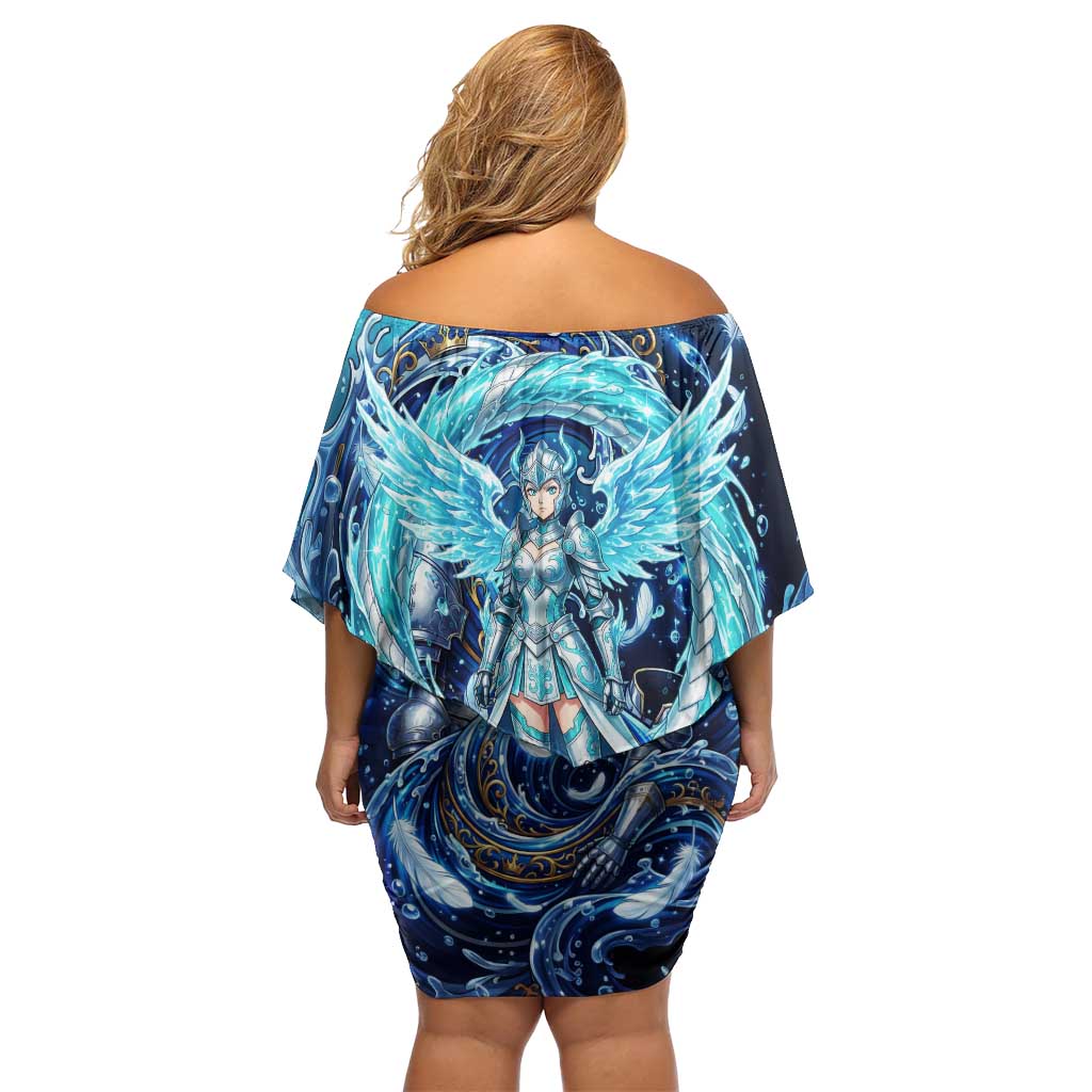 Noelle Silva Black Clover Off Shoulder Short Dress Celestial Armor Anime Style with Oceanic Magic Swirls