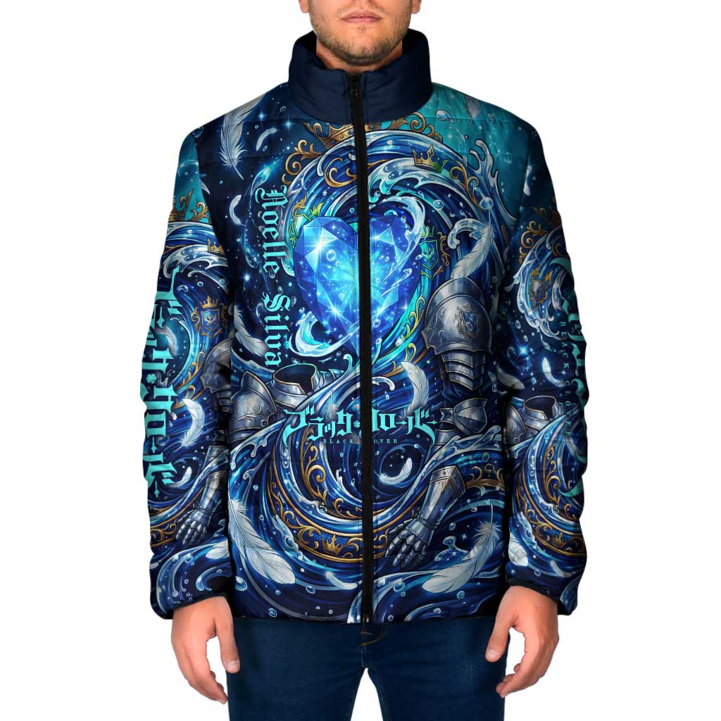 Noelle Silva Black Clover Padded Jacket Celestial Armor Anime Style with Oceanic Magic Swirls